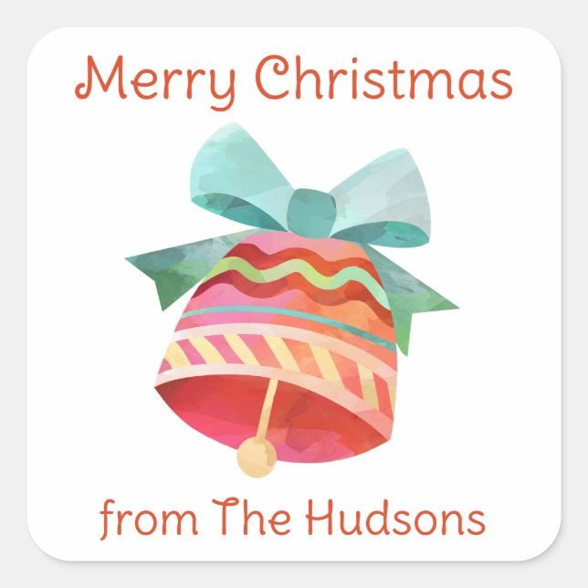 Weihnachtsgebäck für Wasserfarben Bell-Aufkleber Quadratischer Aufkleber (Vorderseite)