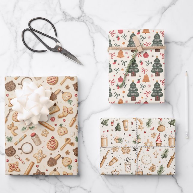 Weihnachtsgebäck Geschenkpapier Set (Vorderseite)