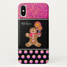 Weihnachtsgebäck Girl Pink Glitzer Monogramm