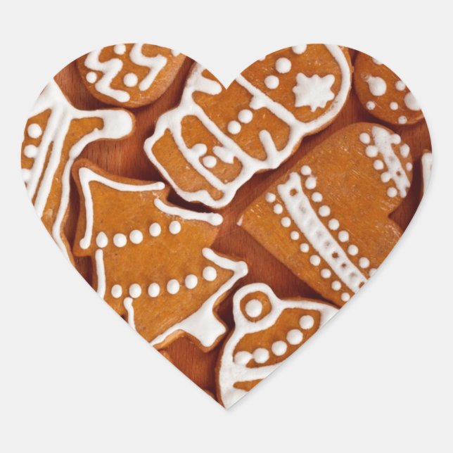 Weihnachtsgebäck Herz-Aufkleber (Vorderseite)