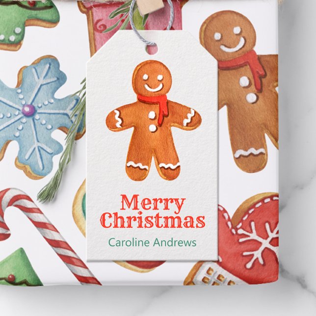 Weihnachtsgebäck in Aquarellfarben Man Cookies Geschenkanhänger (Von Creator hochgeladen)