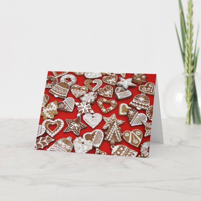 Weihnachtsgebäck Kekse Rot Feiertagskarte (Vorderseite)