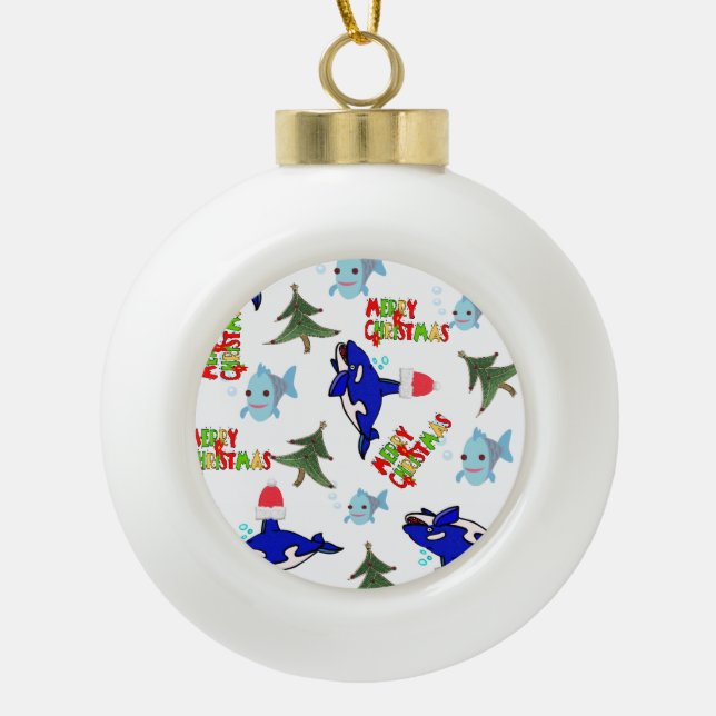 Weihnachtsgebäck, Keramik, Walfisch Keramik Kugel-Ornament (Vorderseite)