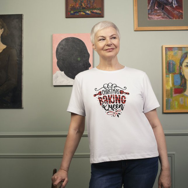 Weihnachtsgebäck Königin Retro Typografie T-Shirt (Von Creator hochgeladen)