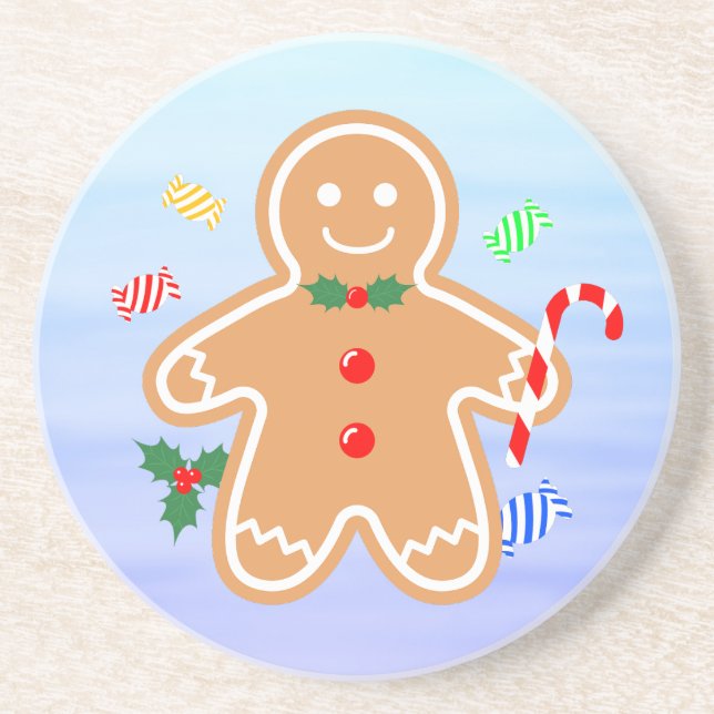 Weihnachtsgebäck Leckerei Gingerbread Man Candy Ca Getränkeuntersetzer (Vorne)