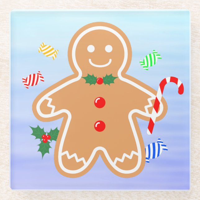 Weihnachtsgebäck Leckerei Gingerbread Man Candy Ca Glasuntersetzer (Vorderseite)