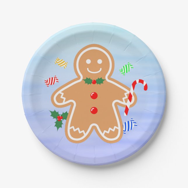Weihnachtsgebäck Leckerei Gingerbread Man Candy Ca Pappteller (Vorderseite)