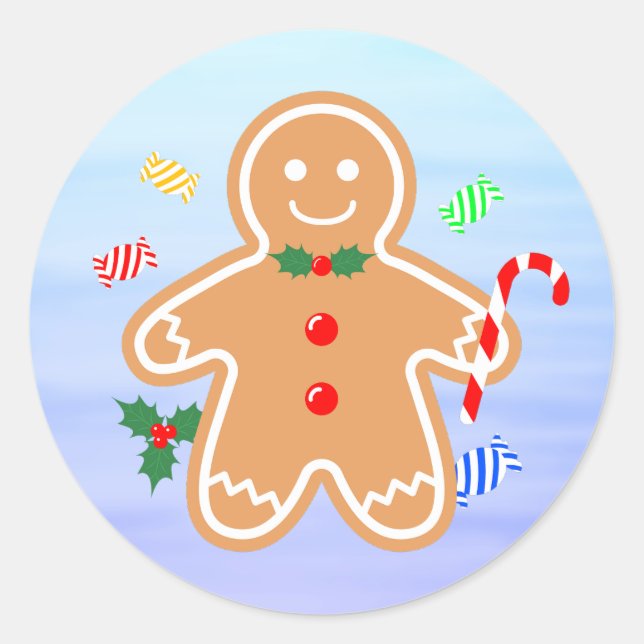 Weihnachtsgebäck Leckerei Gingerbread Man Candy Ca Runder Aufkleber (Vorderseite)