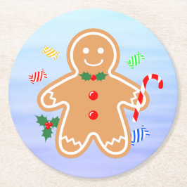Weihnachtsgebäck Leckerei Gingerbread Man Candy Ca Runder Pappuntersetzer