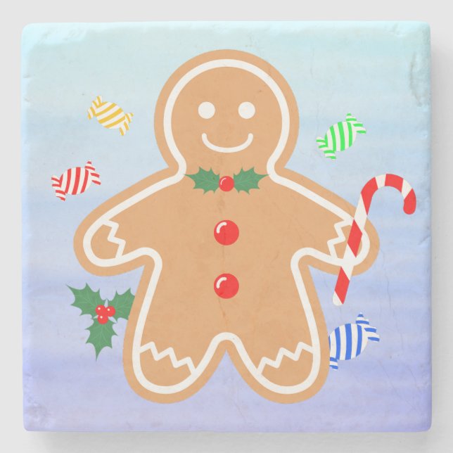 Weihnachtsgebäck Leckerei Gingerbread Man Candy Ca Steinuntersetzer (Vorderseite)