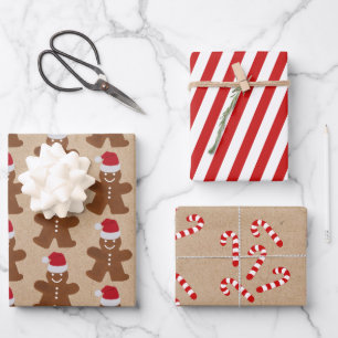 Weihnachtsgebäck Man Cookies & Candy Stripes Geschenkpapier Set