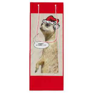 Weihnachtsgebäck Meerkat RED Wine Bag Geschenktüte Für Weinflaschen