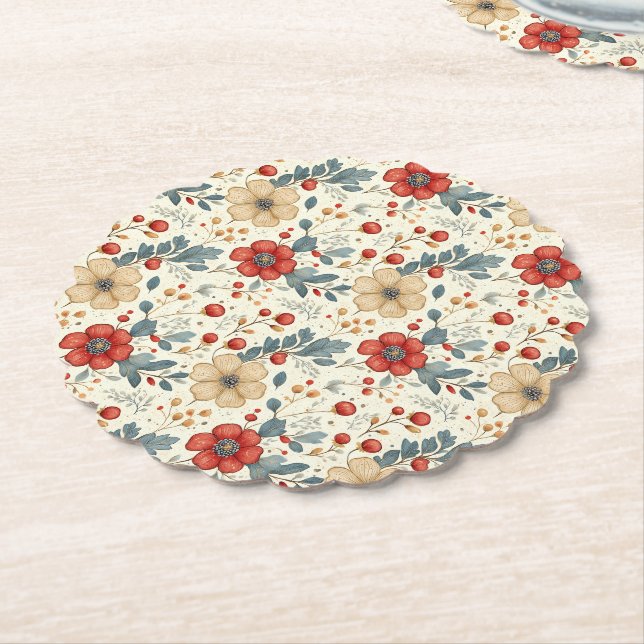 Weihnachtsgebäck mit Holly & Red Berries Untersetzer (angewinkelt)