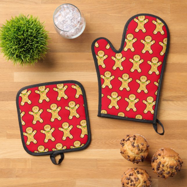 Weihnachtsgebäck Ofenhandschuh & Topflappen-Set (Oben Unten)