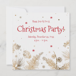 Weihnachtsgebäck, Party aus Goldenen Kiefern, Einladung