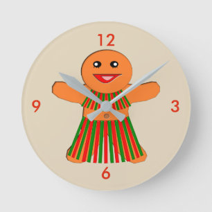Weihnachtsgebäck Party Gingerbrei Woman Wall Clock Runde Wanduhr