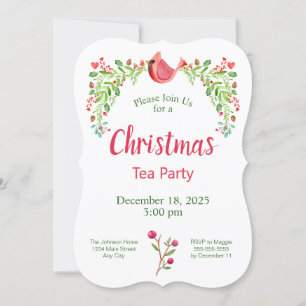 Weihnachtsgebäck Party Kardinal Wasserfarbe Einladung