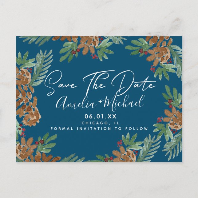 Weihnachtsgebäck Pinecones Save the Date Postkarte (Vorderseite)