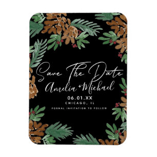 Weihnachtsgebäck Pinecones Save the Date schwarz Magnet