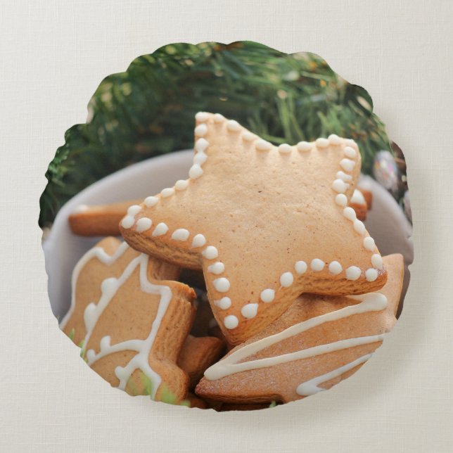 Weihnachtsgebäck Rundes Kissen (Vorderseite)