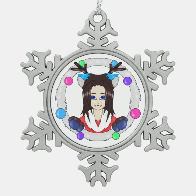 Weihnachtsgebäck Schneeflocken Zinn-Ornament (Vorderseite)