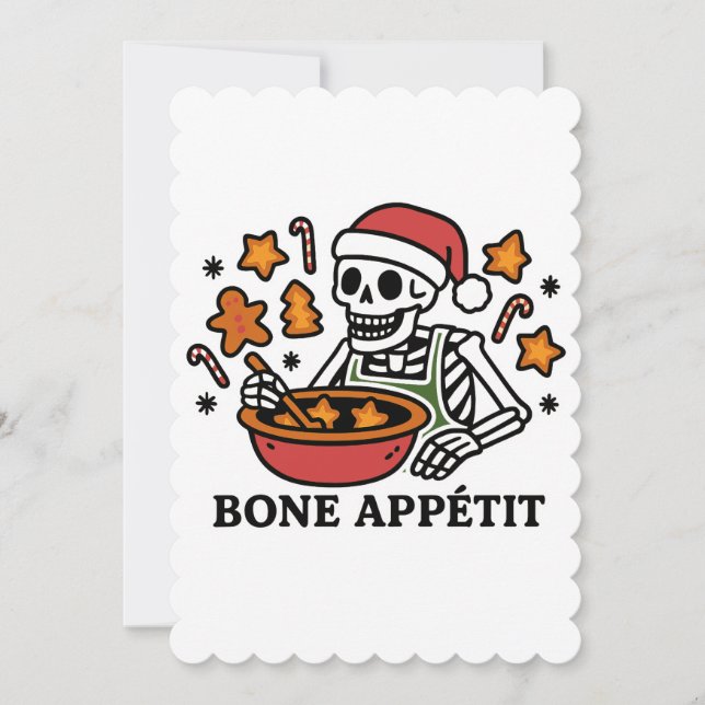 Weihnachtsgebäck - Skeleton Bone Appétit Feiertagskarte (Vorderseite)