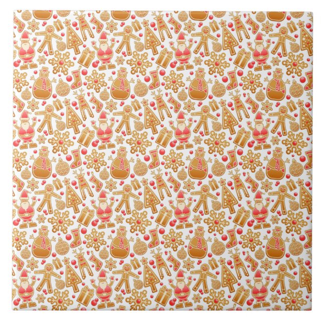 Weihnachtsgebäck & Snowman Gingerbrot Weihnachtske Fliese (Vorderseite)