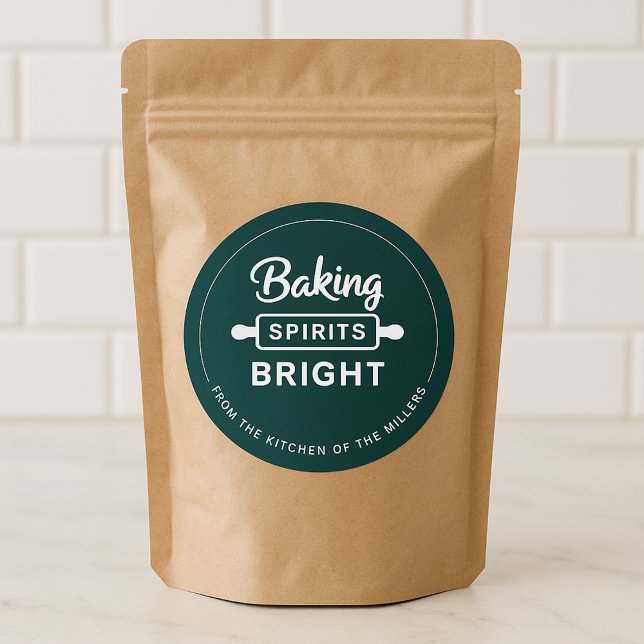 Weihnachtsgebäck Spirituosen Bright Green Kitchen Runder Aufkleber (Von Creator hochgeladen)