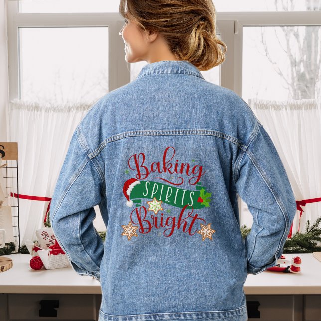 Weihnachtsgebäck Spirituosen Helles Feierlich Jeansjacke (Christmas Holiday Baking Spirits Bright Festive Denim Jacket)