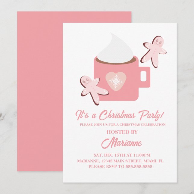 Weihnachtsgebäck Tasse Schokolade Party Lebkuchen Einladung (Vorne/Hinten)