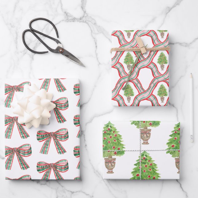 Weihnachtsgebäck und Kariertes Thema Geschenkpapier Set (Vorderseite)