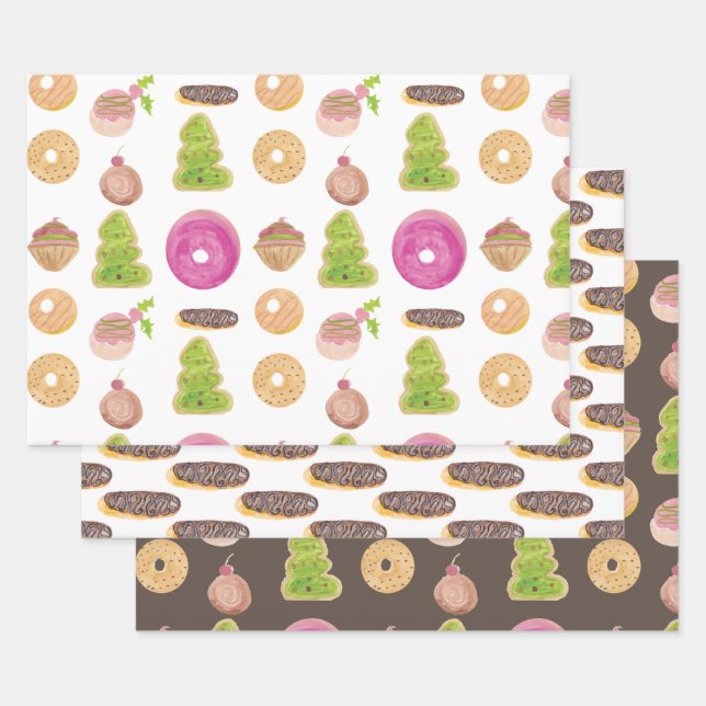 Weihnachtsgebäck Wasserfarbene Bäckerei Whimisisti Geschenkpapier Set (Set)