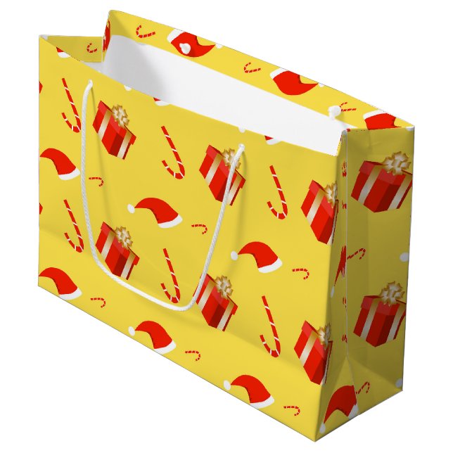 Weihnachtsgebäck Weihnachtsmannmütze Große Geschenktüte (Vorderseite Schrägansicht)