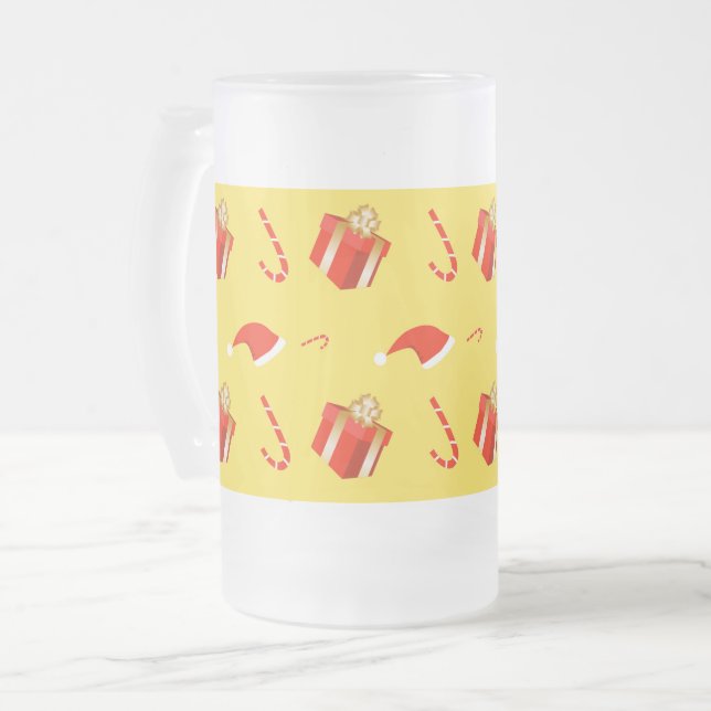 Weihnachtsgebäck Weihnachtsmannmütze Mattglas Bierglas (Vorderseite Links)