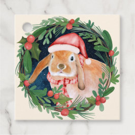 Weihnachtsgebirge Bunny Rabbit Wreath Grüne Geschenkanhänger
