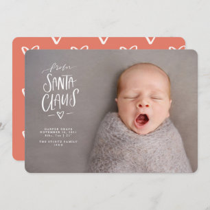 Weihnachtsgeburt Ankündigung Santa Baby Neukind