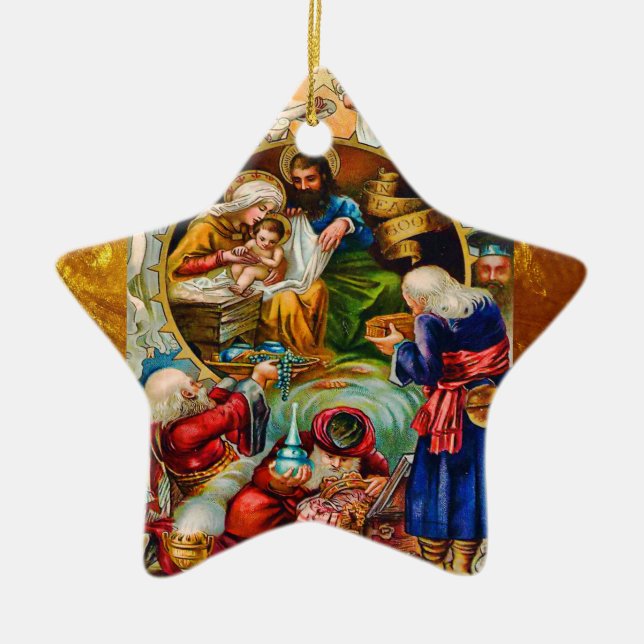 WeihnachtsGeburt Christis-Stern-Verzierung Keramikornament (Vorne)