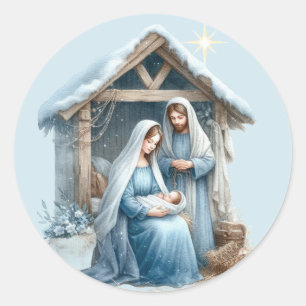 Weihnachtsgeburt Jesu Winterurlaub Runder Aufkleber