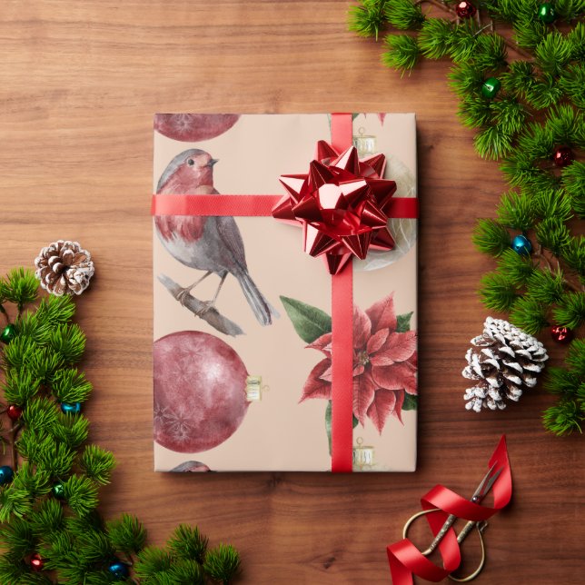 Weihnachtsgeburt Poinsettias Ornaments XMas Geschenkpapier (Feiertagsgeschenk)