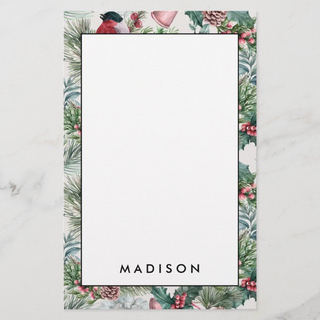 Weihnachtsgeburten und Pinien Blumenmuster Briefpapier (Vorderseite)