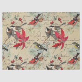 Weihnachtsgeburten - Vogel und Poinsettia - Dekous Seidenpapier