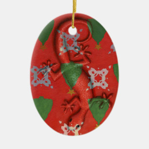 WeihnachtsGeckoverzierung Keramik Ornament