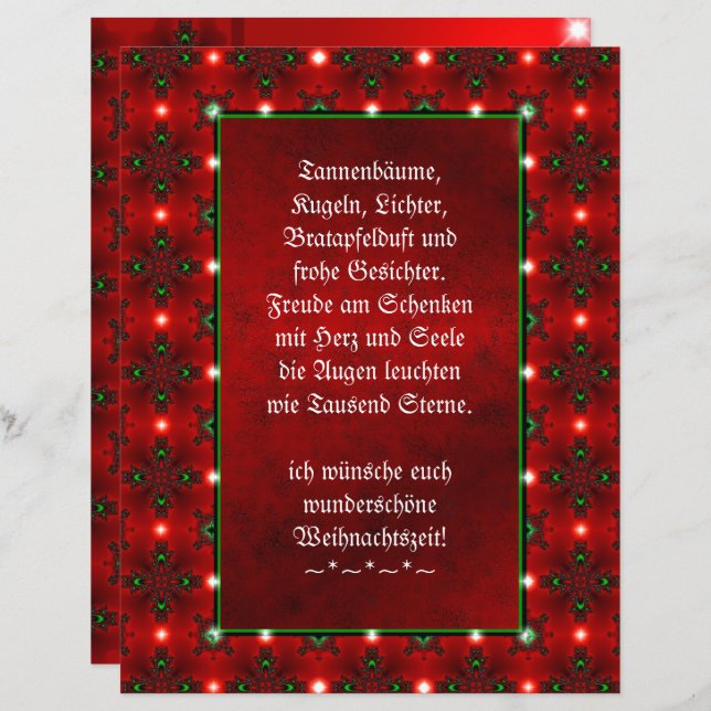 Weihnachtsgedicht Deutsch , Text hinzufügen (Vorne/Hinten)