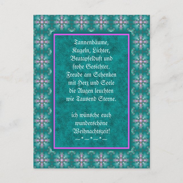 Weihnachtsgedicht Deutsch , Text hinzufügen Postkarte (Vorderseite)