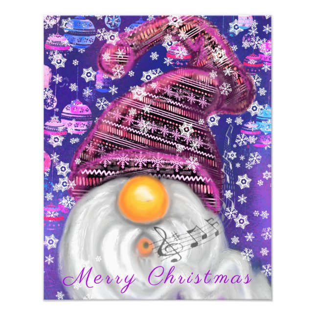 Weihnachtsgedicht mit Happy Gnome Fotodruck (Vorne)