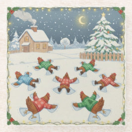 Weihnachtsgeflügel in Bewegung, Glasuntersetzer