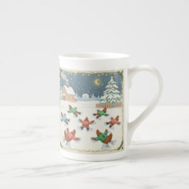Weihnachtsgeflügel in Bewegung, Kaffeetasse Prozellantasse