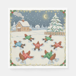 Weihnachtsgeflügel in Bewegung, Servietten
