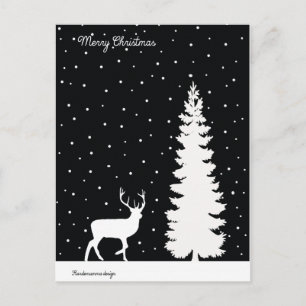 Weihnachtsgefühle - Weihnachtsbaum und Rentier Feiertagspostkarte