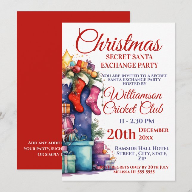 Weihnachtsgeheimnis - Party Einladung (Vorne/Hinten)